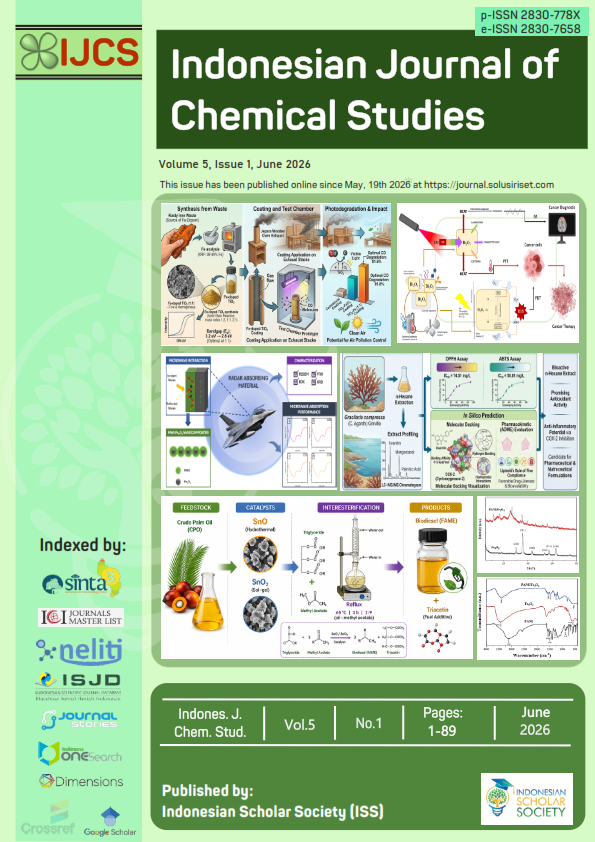 					View Vol. 5 No. 1 (2026): Indones. J. Chem. Stud. June 2026
				